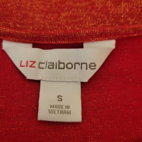 Liz Claiborne Metallic Puff Sleeve Top (Size S) - Picture 6 of 8